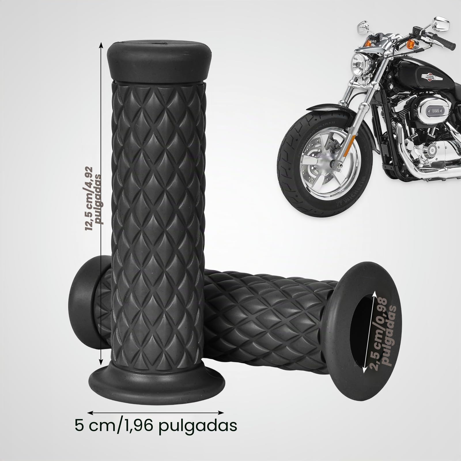 Empuñadura para Manillar Motocicleta de Goma, 22mm Antideslizante Empuñaduras de Moto Manillar, Puños para Moto Universale Agarraderas Diseño Ergonómico
