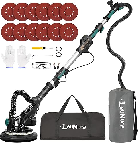 LeuMuas Lijadora de paneles de yeso, lijadora de paneles de yeso de 900 W con colección de polvo automático al vacío, lijadora ligera de pared de