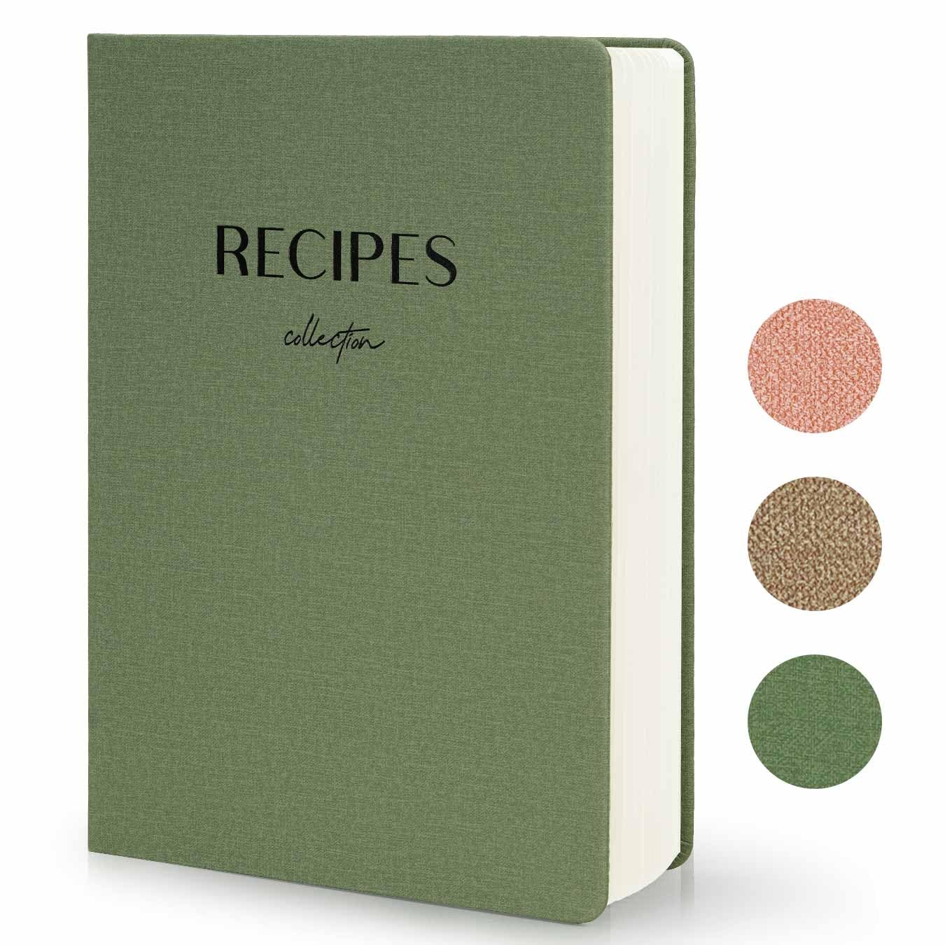Blank Recipe Book to Write in Your Own Recipes, Large Recipe Notebook with 192 Pages, 7" x 10" Hardcover Recipe Journal for Family Cooking Lover, Diy Cookbook to Organize Your Recipes(Sage Green)