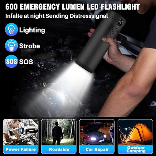 Miniatura 5 de Inflador de neumáticos, compresor de aire portátil, bomba de neumáticos de bicicleta inalámbrica de 150 PSI, bomba de aire para automóvil,