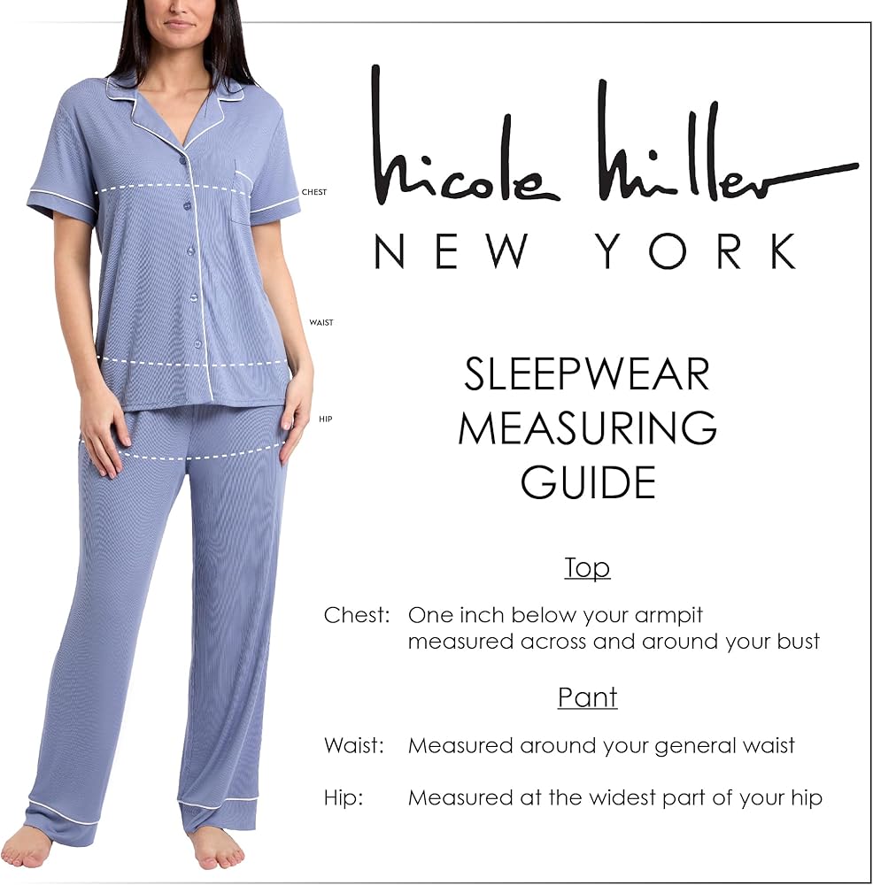 Nicole Miller New York Women's Pajamas 2 Piece Soft Ribbed Notch