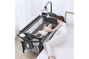ANGELBLISS 5-in-1 Baby Bedside Bassinet, Rocking, Portable, Playard