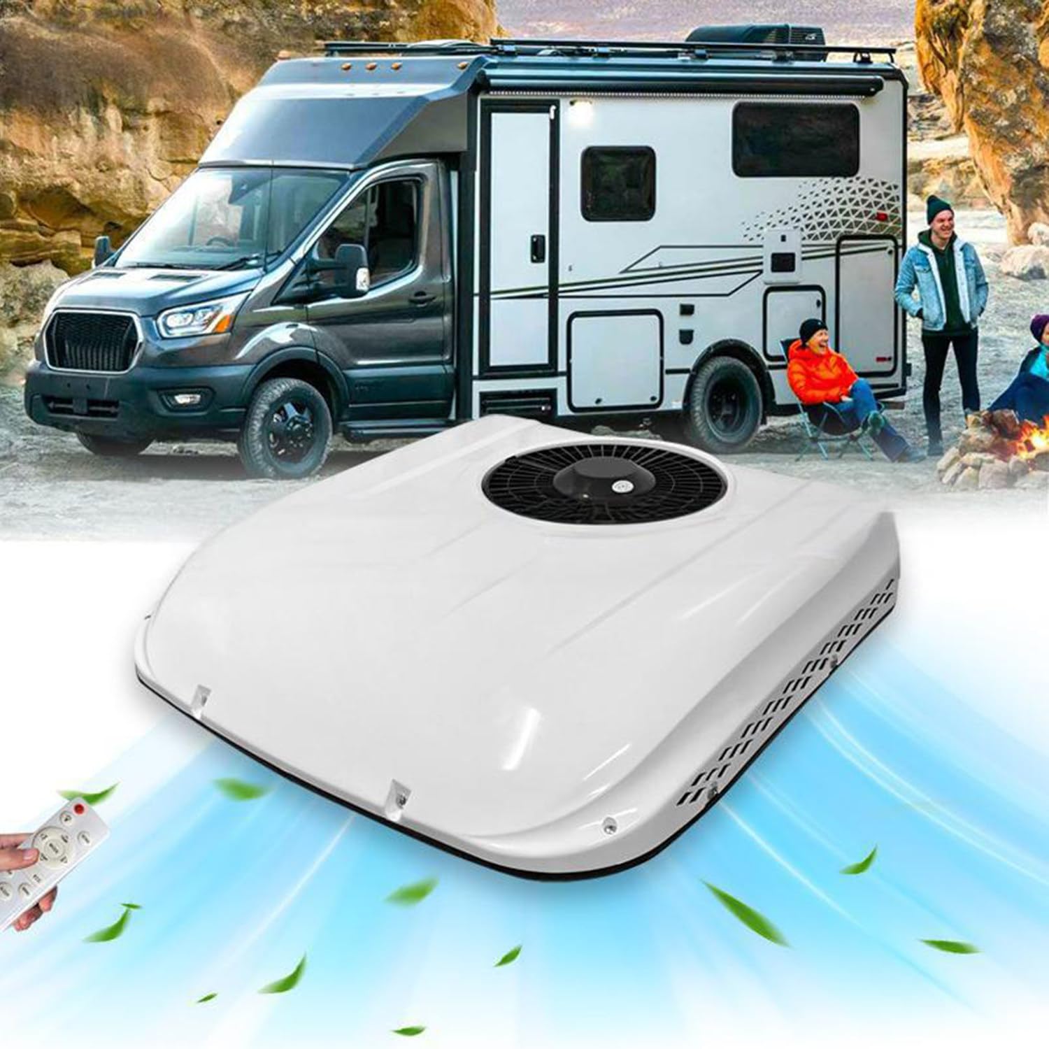 Scumlovy 12V Electric Rooftop Air Conditioner for Fast Cooling in RVs, Campervans, Trucks, and Buses
