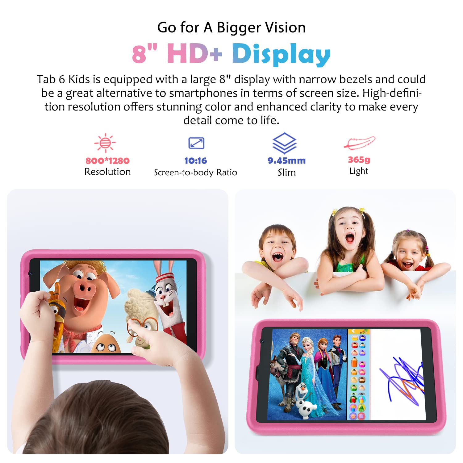 Blackview Tab A6 Kids Tablette pour Enfants Android 14 10.1 HD+, 12Go