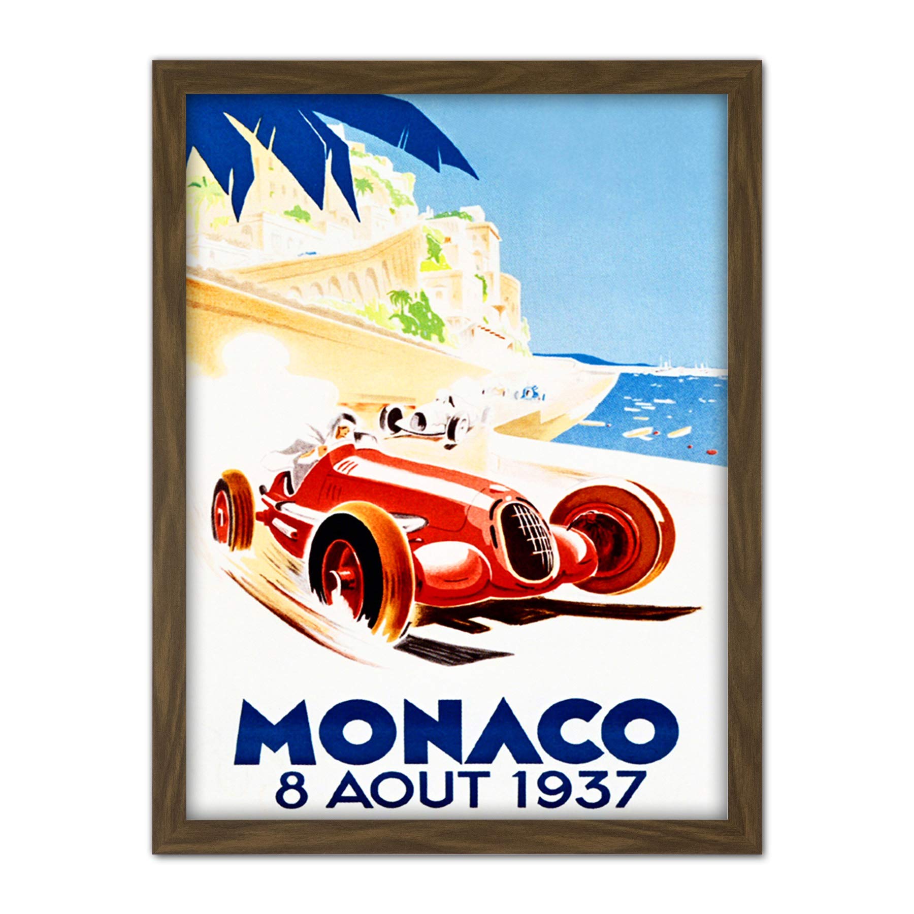 Wee Blue Coo Racing Car Monaco 1937 Grand Prix Artwork Framed Wall Art Print 18X24 Inch