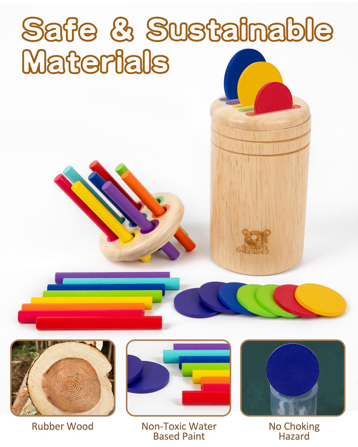 Juguetes de madera para clasificar colores para niños pequeños, caja de monedas de clasificación sensorial, juguetes para niños pequeños de 1 a 3 años, habilidades motoras finas y juegos a 6