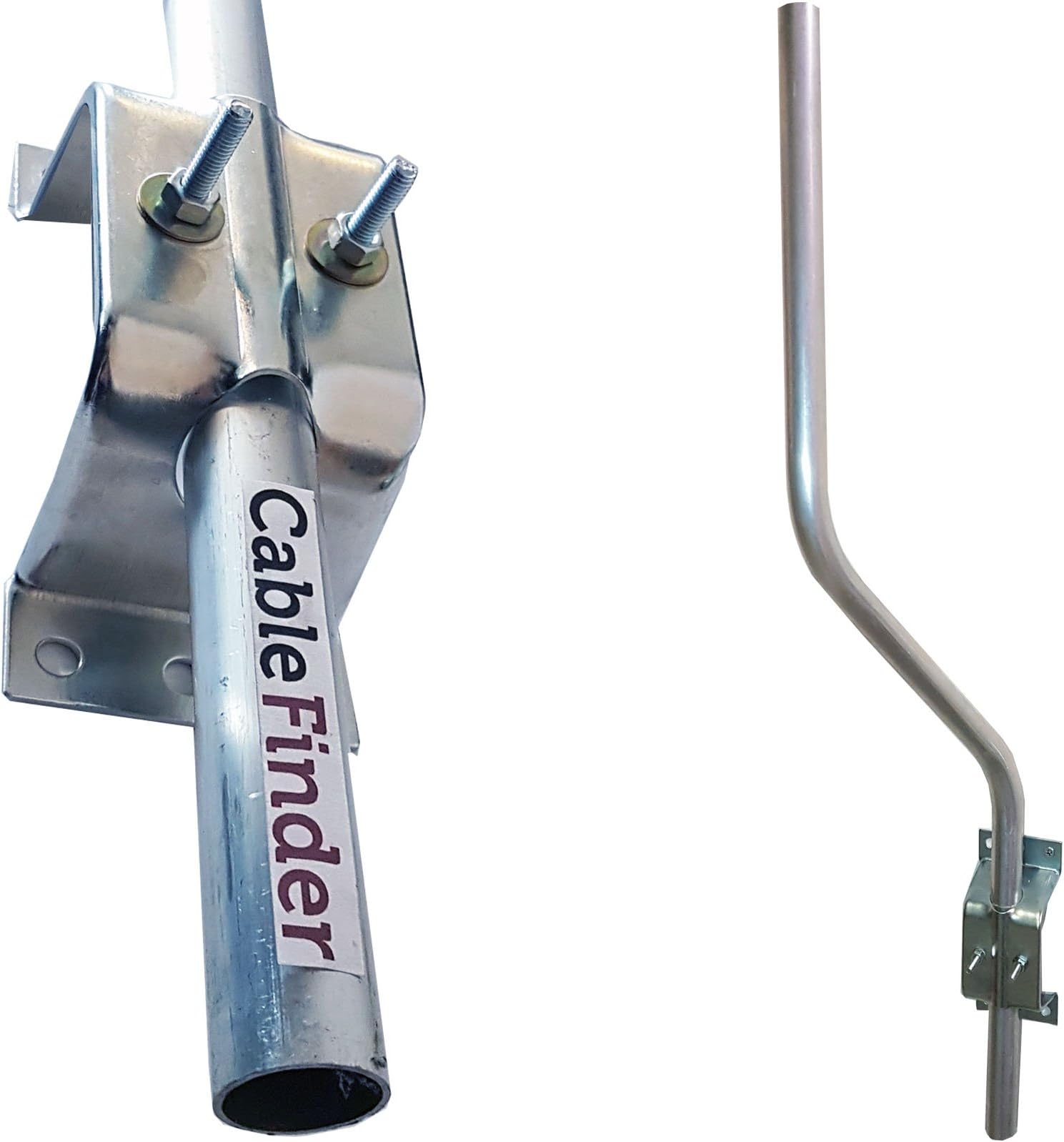 3’ Cranked ‘SWAN’ Neck Pole/Mast & Wall Clamp Facia Bracket - TV/Sky/Freesat Satellite/Aerial – OUTDOOR RATED Gutter/Loft/Attic/Caravan Mount Kit - Loops