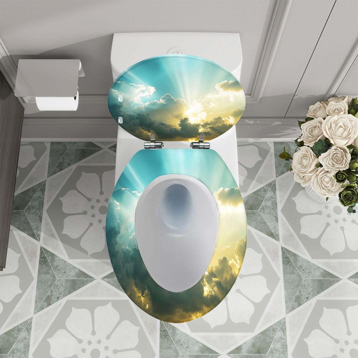 Asiento de inodoro alargado de resina ligera para baño doméstico
