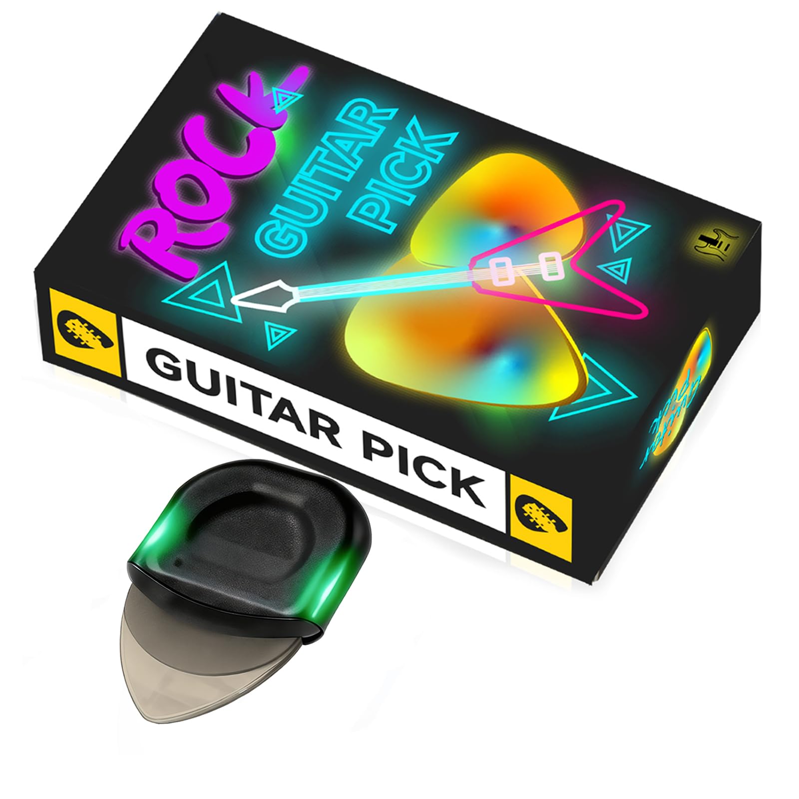Illuminated Glowing Guitar Picks with Replaceable Battery & Case – LED Guitar Gifts for Acoustic, Electric & Bass Players, Medium (Green)-image-39