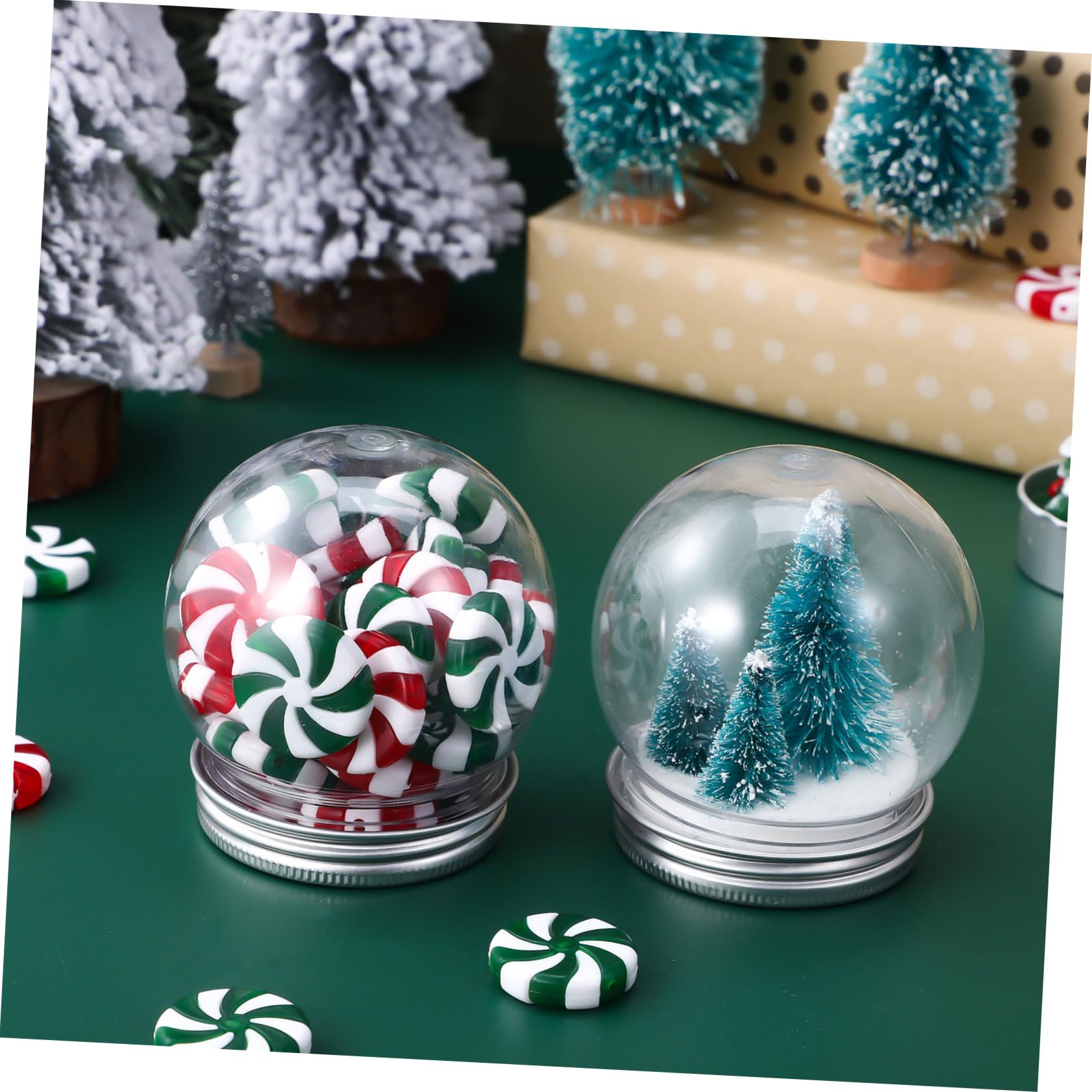 10pièces Boules à Neige Plastique à Remplir Soi-même Lot de Globes De Bouchons à Vis pour Décoration Noël Anniversaires Et Loisirs Créatifs