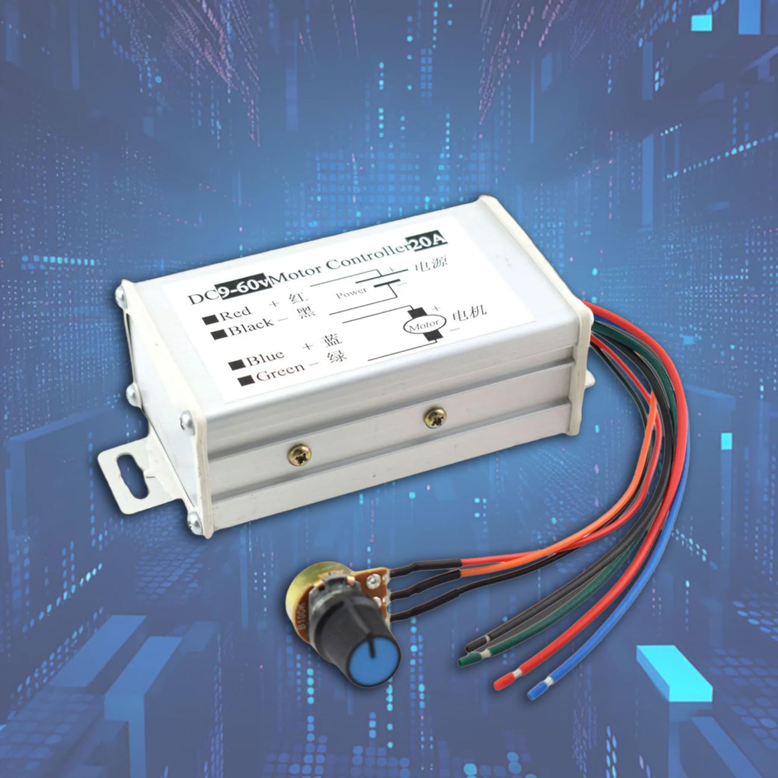 Multifunction 1200W Motor Speed Regulator 9-60V Wide Ranges Input Aluminum Precisions 1200W Pwms Speed Adjusters for Motor