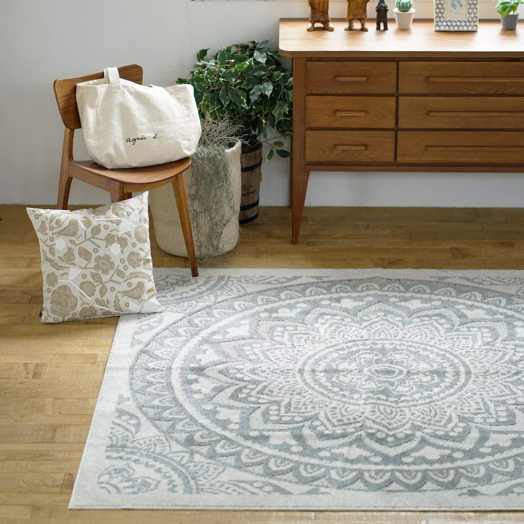 Amazon｜ラグ ジャルダン（185×185cm）グレー cucan スミノエ 耐熱