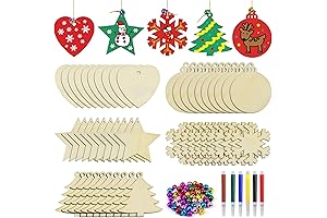 BROTOU 50PCS DIY Wooden Christmas Ornaments