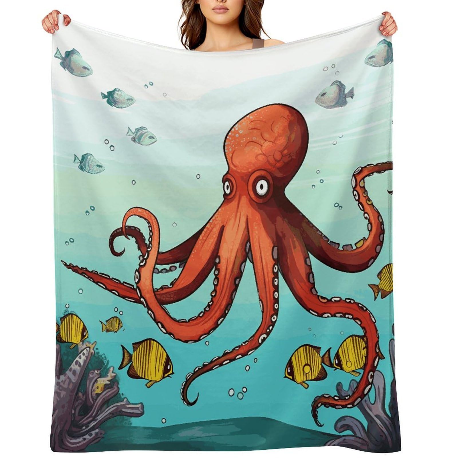 Fekiloot Style Giant Octopus Throw Blankets Camping Blanket40 X50