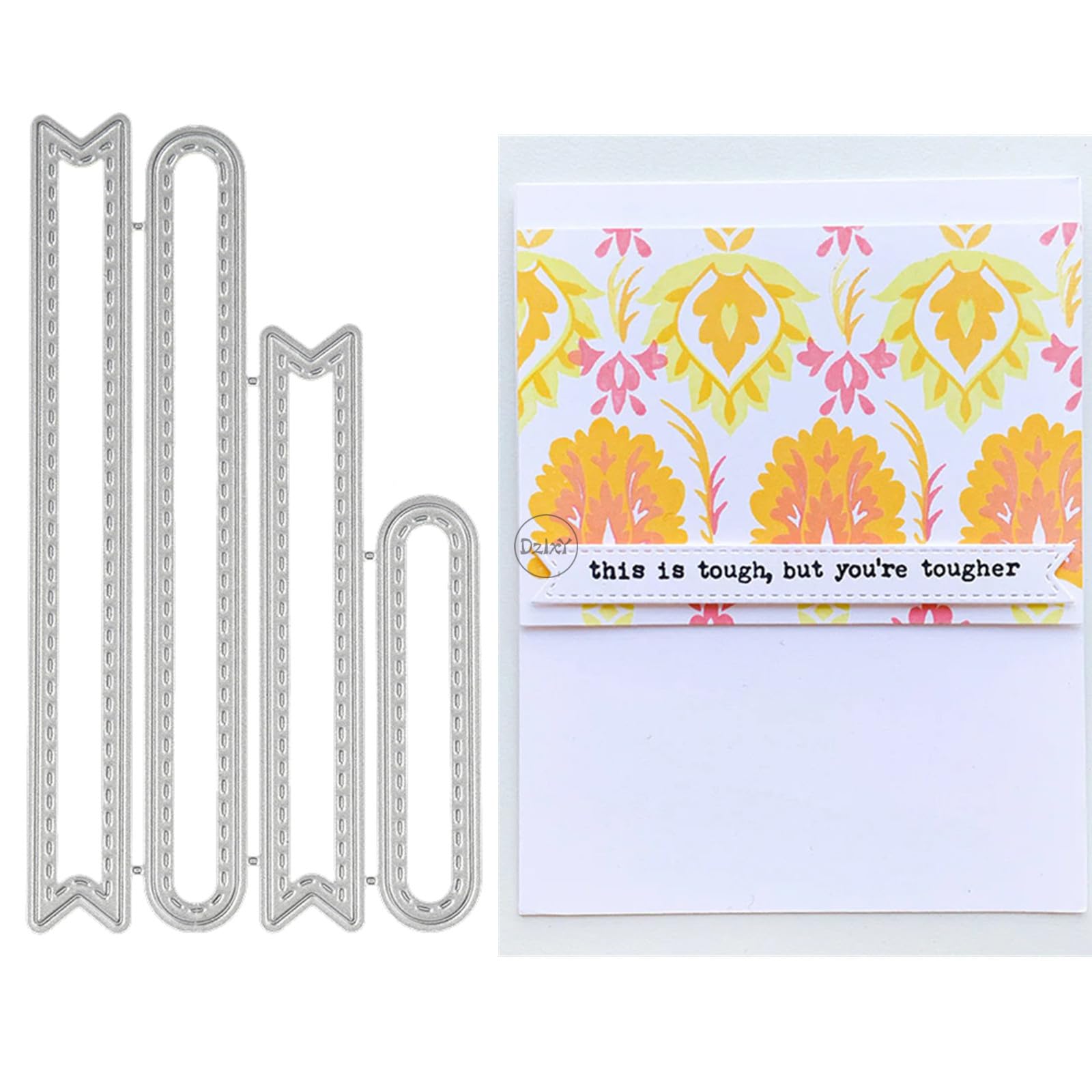 DzIxY Four Strips Labels Metal Cutting Dies for Card Making Kit Embossing Paper Die Cuts Set Scrapbook Stencils Supplies Machine Templates