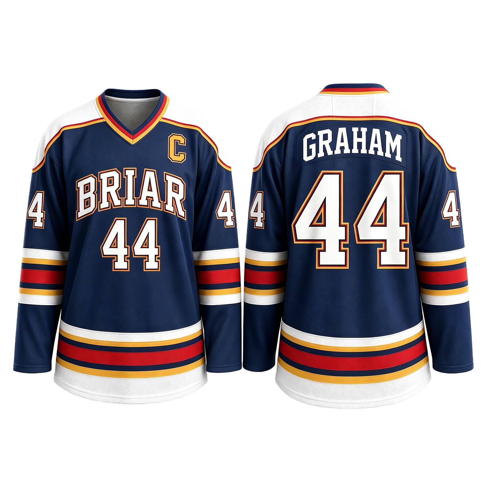 Off Campus Merch Off Campus Hockey Jersey Graham 44 & Logan 22 & Tucker 46 & Di Laurentis 66 Briar U Jersey Shirts Unisex Long Sleeve Briar Hockey Shirts for Fans 01-Navy 3XL