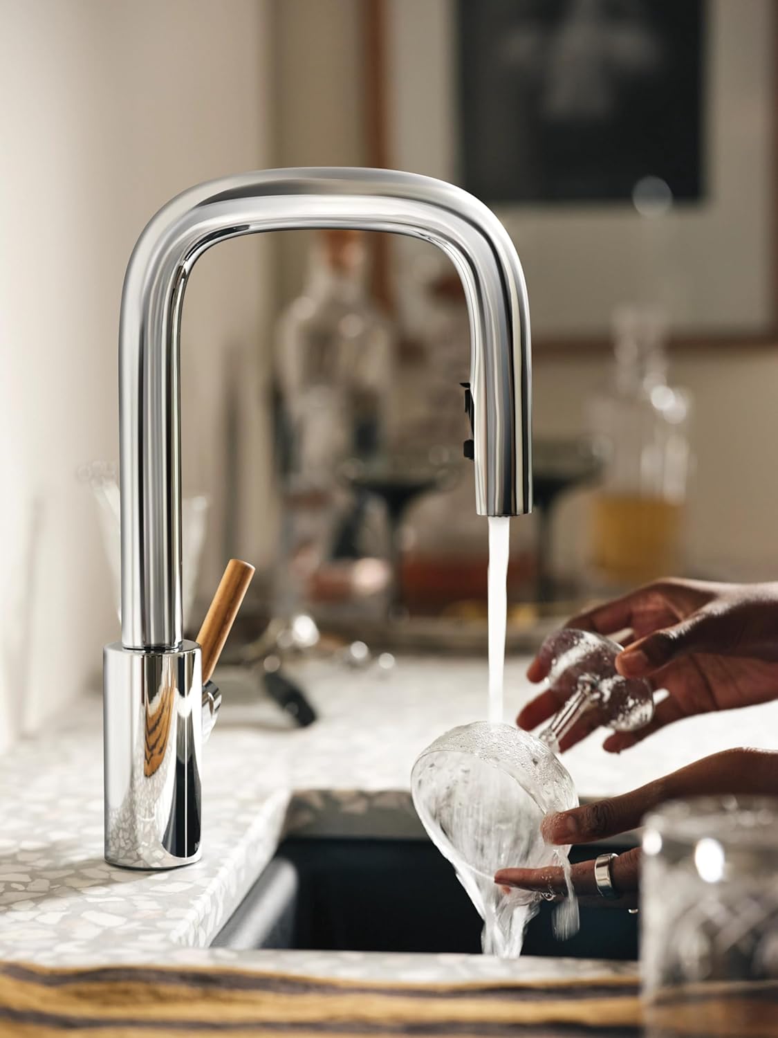 Moen Tenon Chrome One Handle Modern Bar Pulldown Faucet, S64001