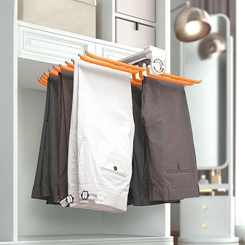 Miniatura 8 de Perchero extraíble para armario de 22 brazos, estante extraíble para pantalones, 22.8 x 18.1 x 5.1 pulgadas, organizadores multifuncionales
