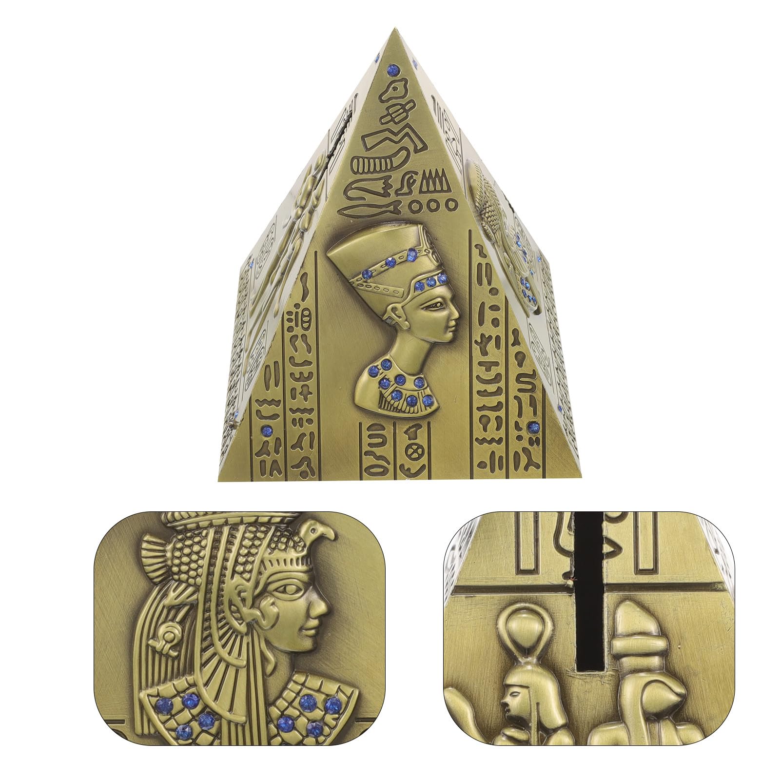 YARNOW Vintage Pyramiden Spardose aus Legierung in Ägyptischem Stil mit Praktischer Münzaufbewahrung und Kunstvollem Prächtigem Design für Heim und Schreibtischdekoration
