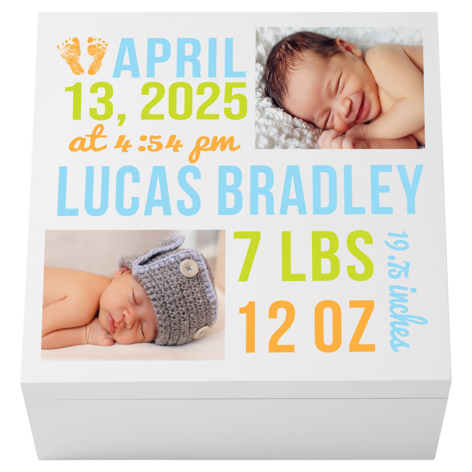 Let's Make Memories Personalized Photo Keepsake Box for New Baby - Memento Storage - Memories Box - Nursery Décor - 12
