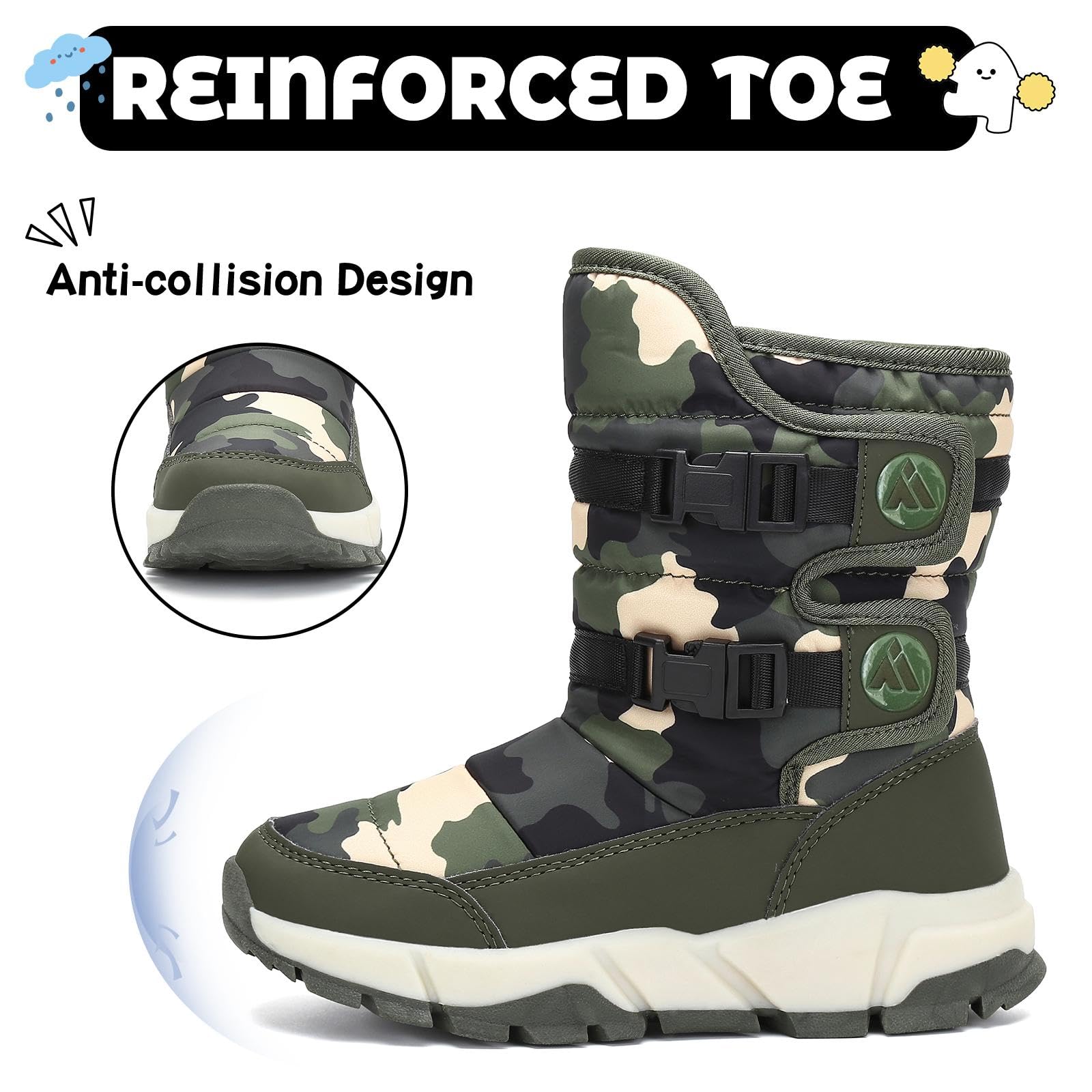 Mishansha Bambini Stivali da Neve Ragazze Caldo Fodera Stivaletti Invernali Ragazzi Scarpe Comodo Antiscivolo