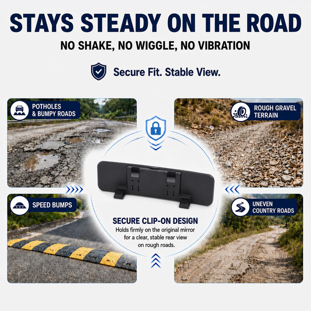 SkycropHD Anti Glare tylne lusterko do samochodu, Clip on Wide Angle Rearview Mirror Eliminate Blind Spot – Convex, Blue