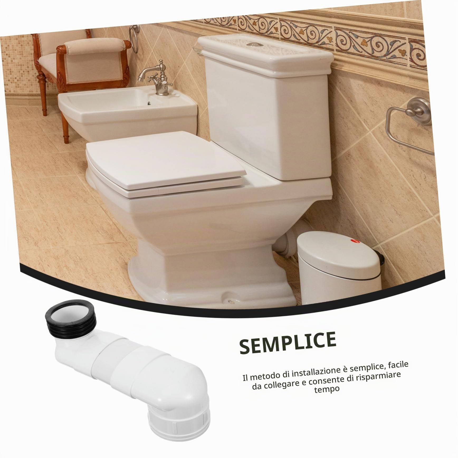 Angoily Dispositivo di Spostamento Wc Regolabile in Pvc Bianco Offset Massimo 10cm, Soluzione Versatile per Bagni Residenziali e Commerciali, Previene Problemi di Drenaggio