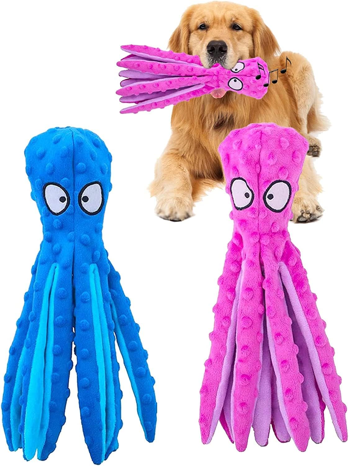 Dog Squeaky Toys,2Pcs No Stuffing Crinkle Plush Dog Toys,Durable