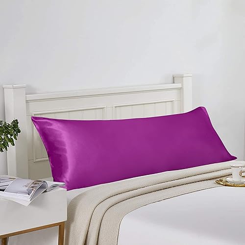 Vista 103 de BEDSUM Paquete de 2 fundas de almohada de satén de seda King para cabello y piel, suaves y lujosas, fundas de almohada con cierre de sobre, 20 x 36