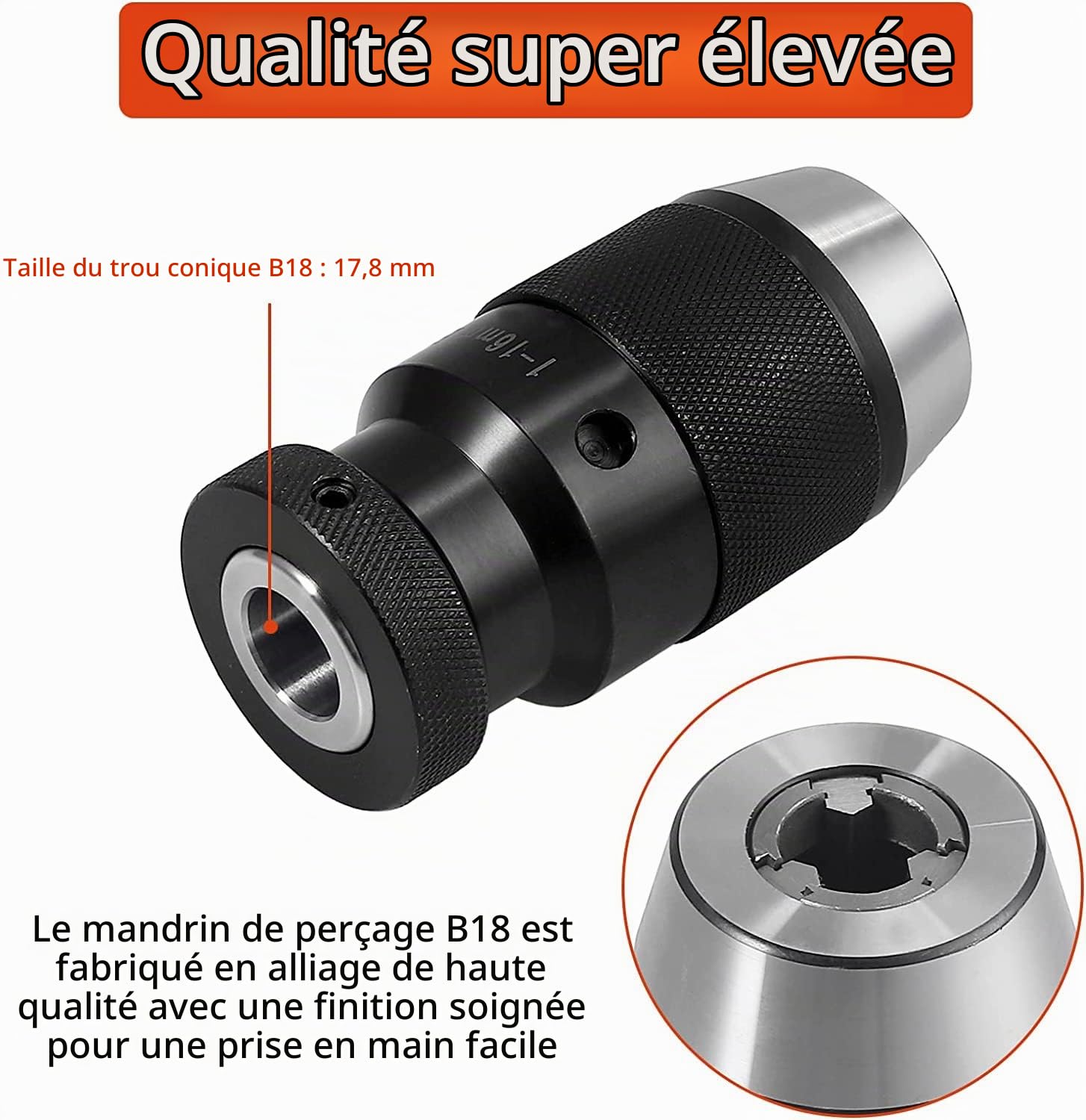 Pour perceuse à colonne MK3-B16 mandrin sans clé 0.5-16mm dispositif de serrage rapide conique morse adapté à la perceuse à colonne, fraiseuse, tour
