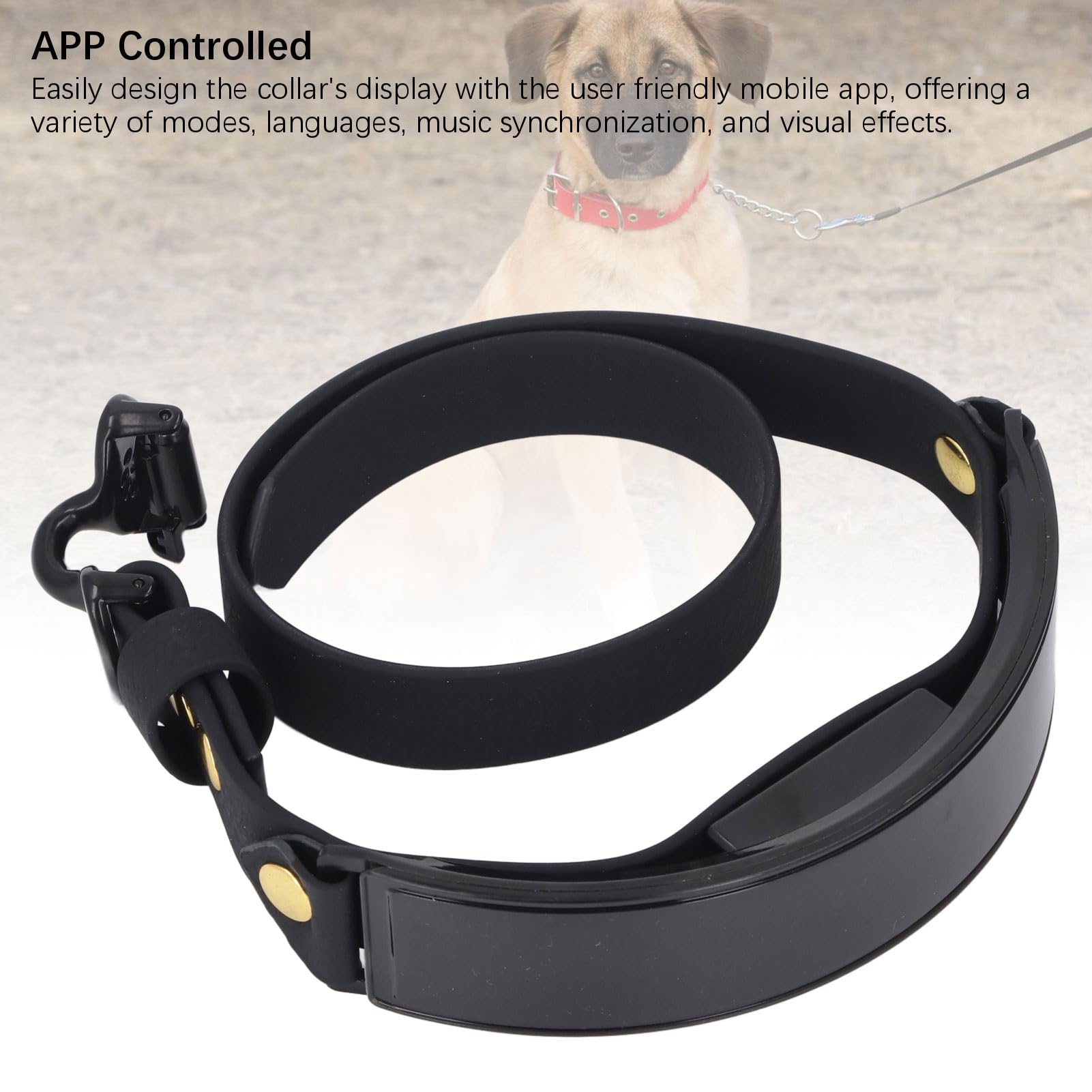 Collar de LED, Collar LED Programable DIY Recargable para Pasear Perros, Collar Nocturno Brillante para Mascotas con Pantalla de Bricolaje y Cinturones Ajustables (Luz roja)