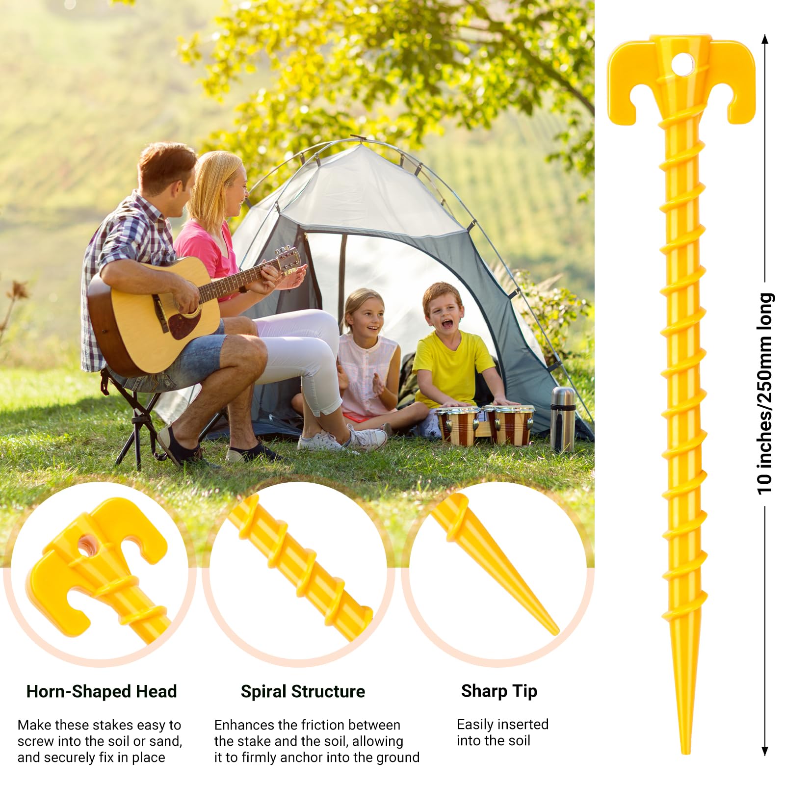 sand anchors for tents Hikemax 15 Pack Plastic Spiral Tent Stakes - 10 Inch Heavy Duty Screw-in Pegs Kürbissuppe einfrieren: Was du Flugreise Large no color:Mattes Grün