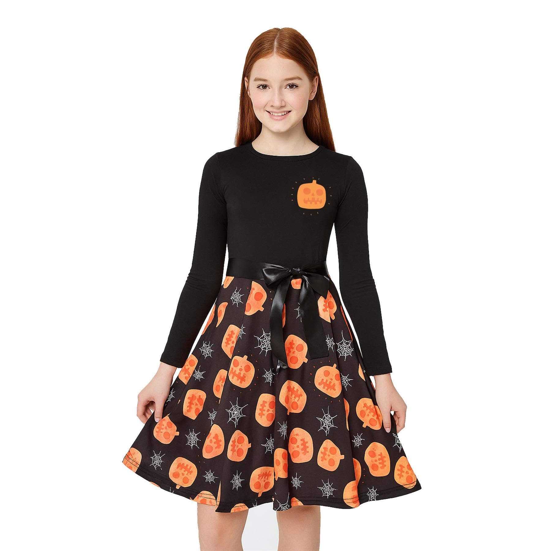 A2z 4 Kids Girls Black Skater Dress Long Sleeves Panelled - Skater Dress 655 ._9-10