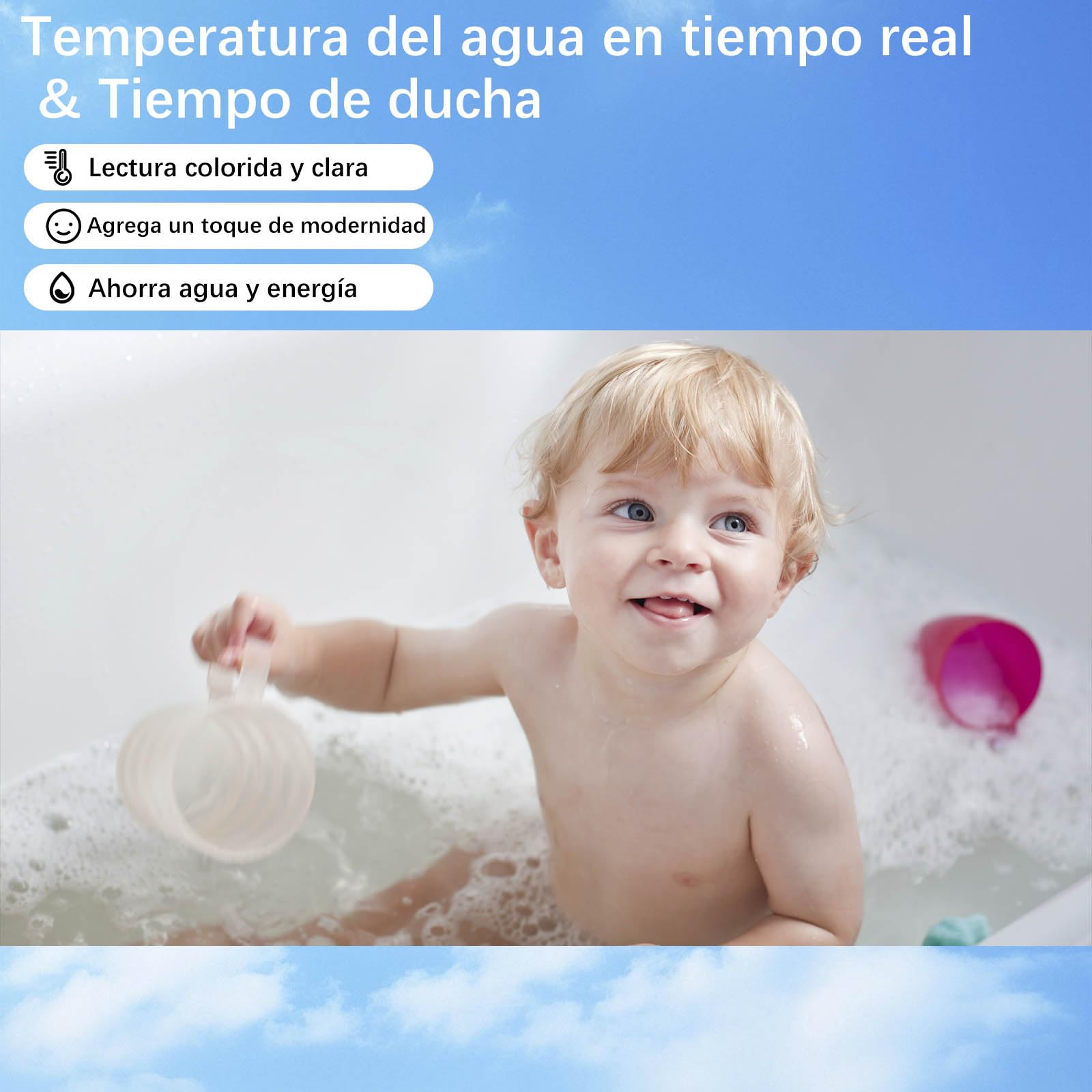 Columna de Ducha con Pantalla LCD, Sistema de Panel de Hidromasaje 3 en 1, Cabezal de Lluvia Grande, Masaje Corporal, Acero Inoxidable Cepillado