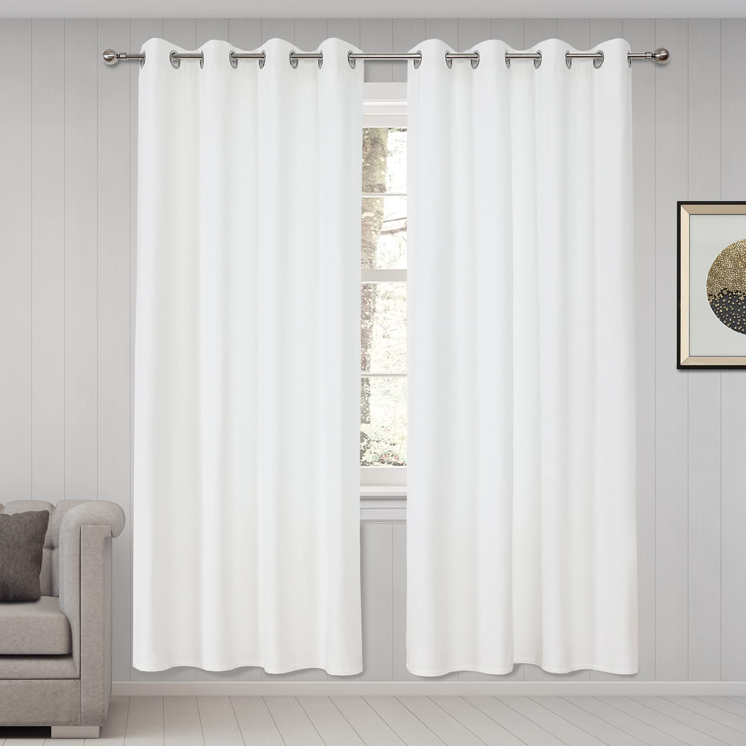 WOWOTEX White Velvet Curtains for Bedroom - 1 Panel Soft Window Curtain 84 inch Long Grommet Drapes for Living Room, Studio, Bleach, 52 x 84 inches