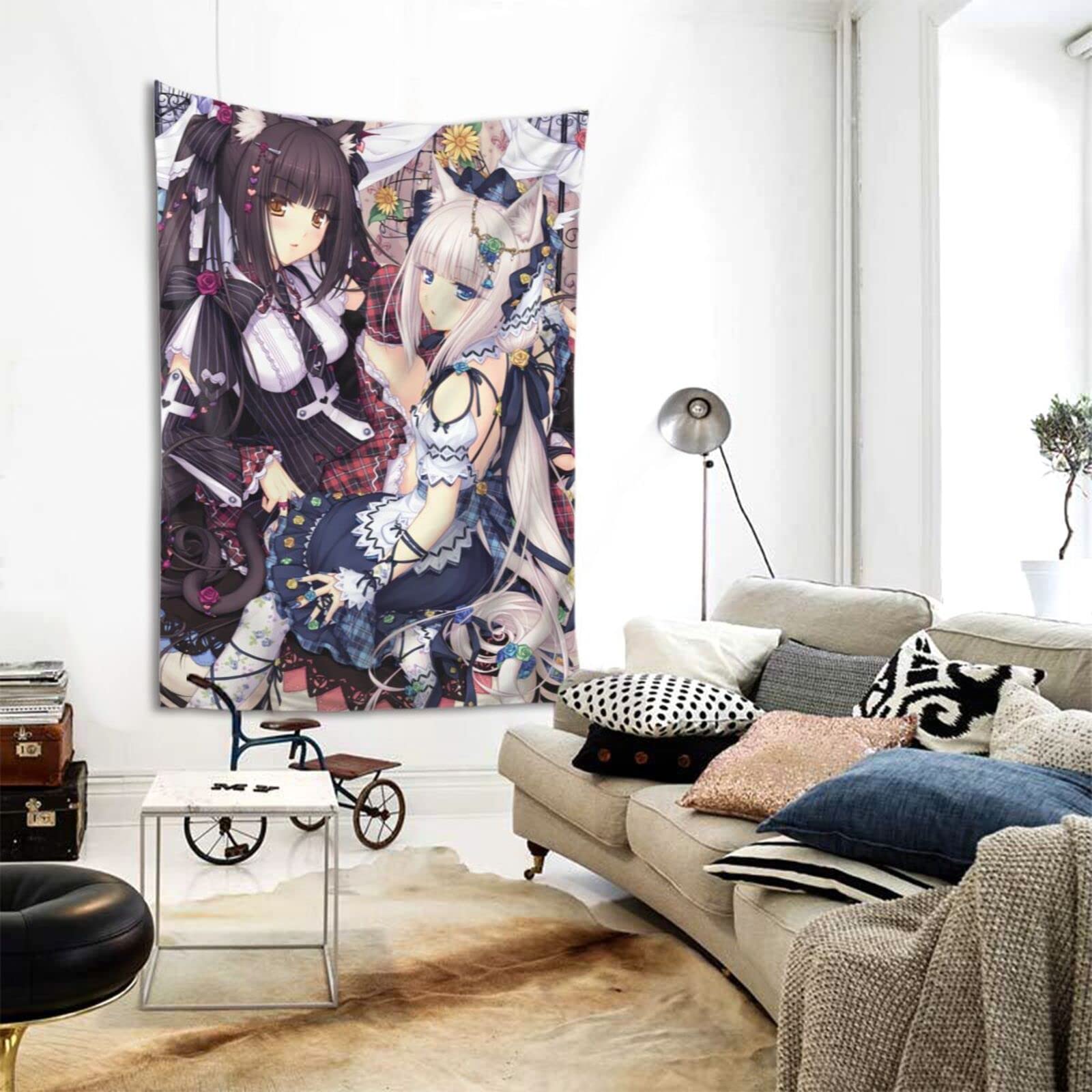 Amazon.co.jp: タペストリー ネコぱら ショコラ バニラ ポスター 絵画  