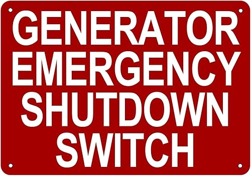 Signo "Generador cierre de emergencia Interruptor (aluminio, 7 x 10)