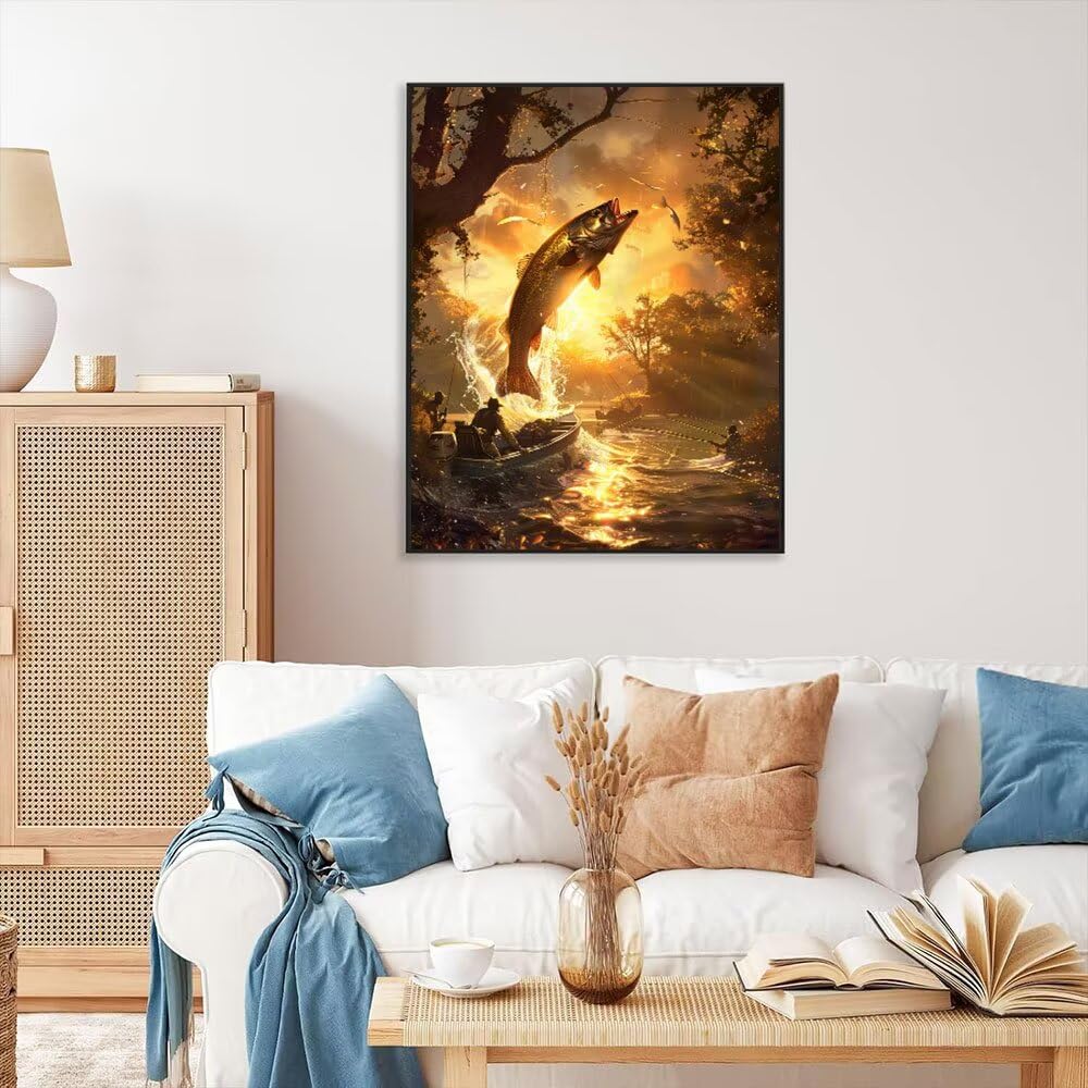 Malen Nach Zahlen Erwachsener, Fischer Angeln DIY Anfänger Hand gemalt Ölmalerei Kit Pinsel und Acrylfarben,als Geschenk für Erwachsene und Heimdekoration, ohne Rahmen 70x90cm D3SS-835