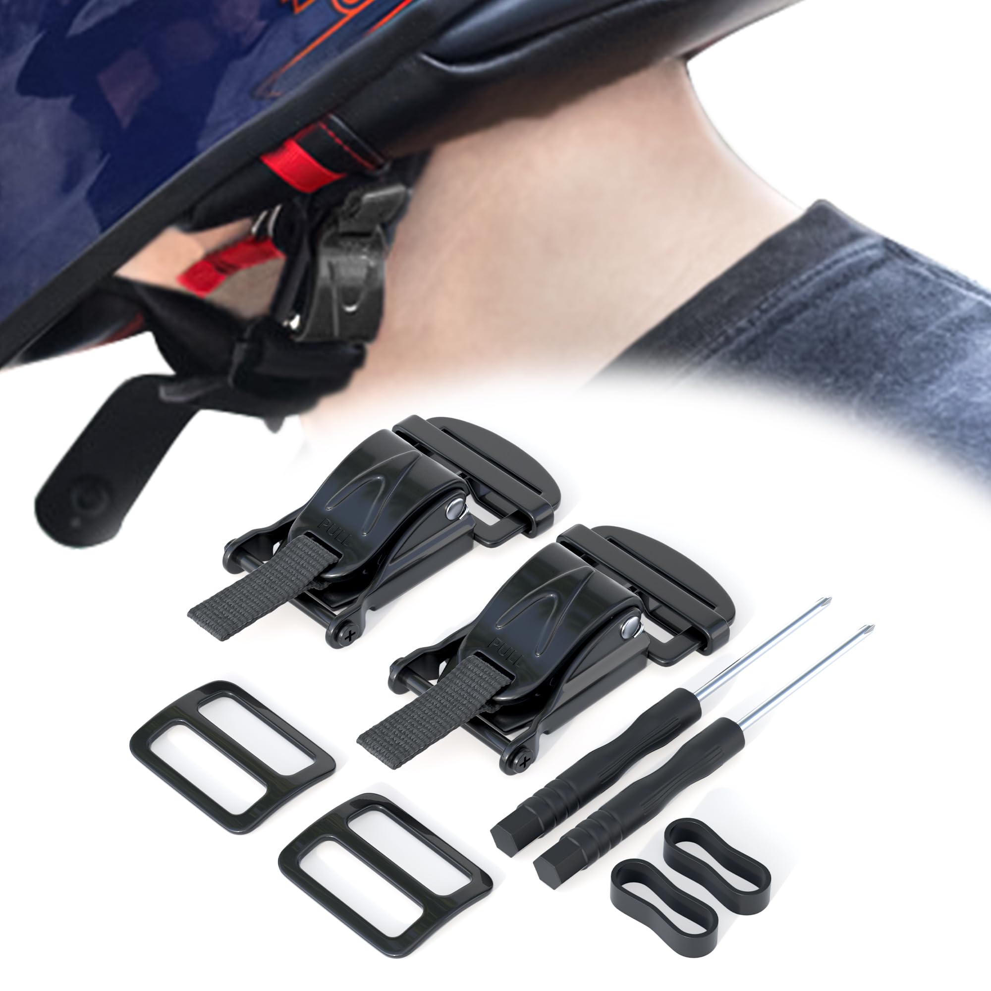 Helmet Quick Release Buckle Kit Black 2PCS Stainless Steel