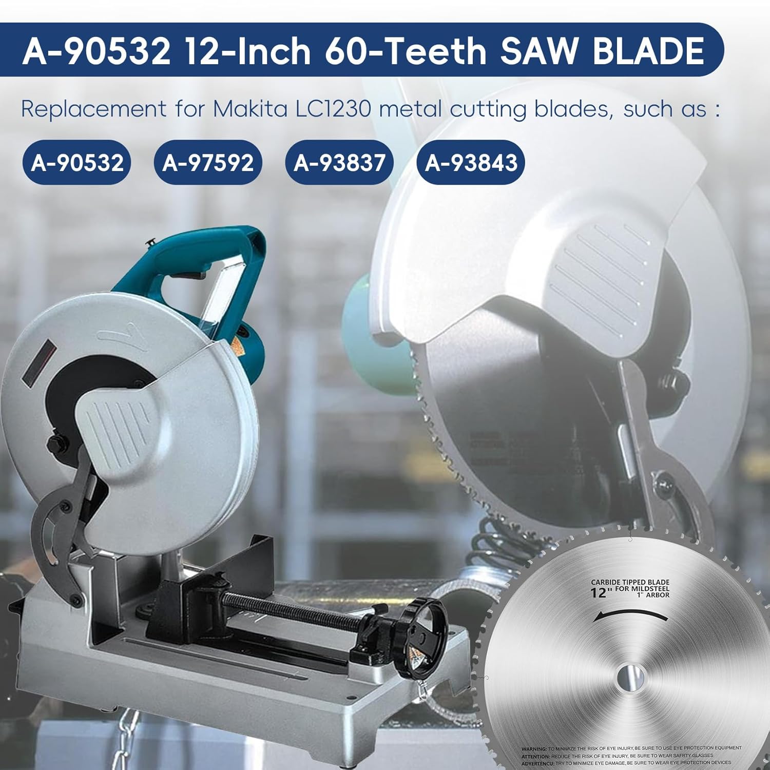 A-90532 12-Inch 60-Teeth Cutting Saw Blade.for makita LC1230 Metal Cutting Circular Saw Blade.Makita Metal Saw Blades Design Ensures Balanced Cutting with Minimal Vibration and Noise