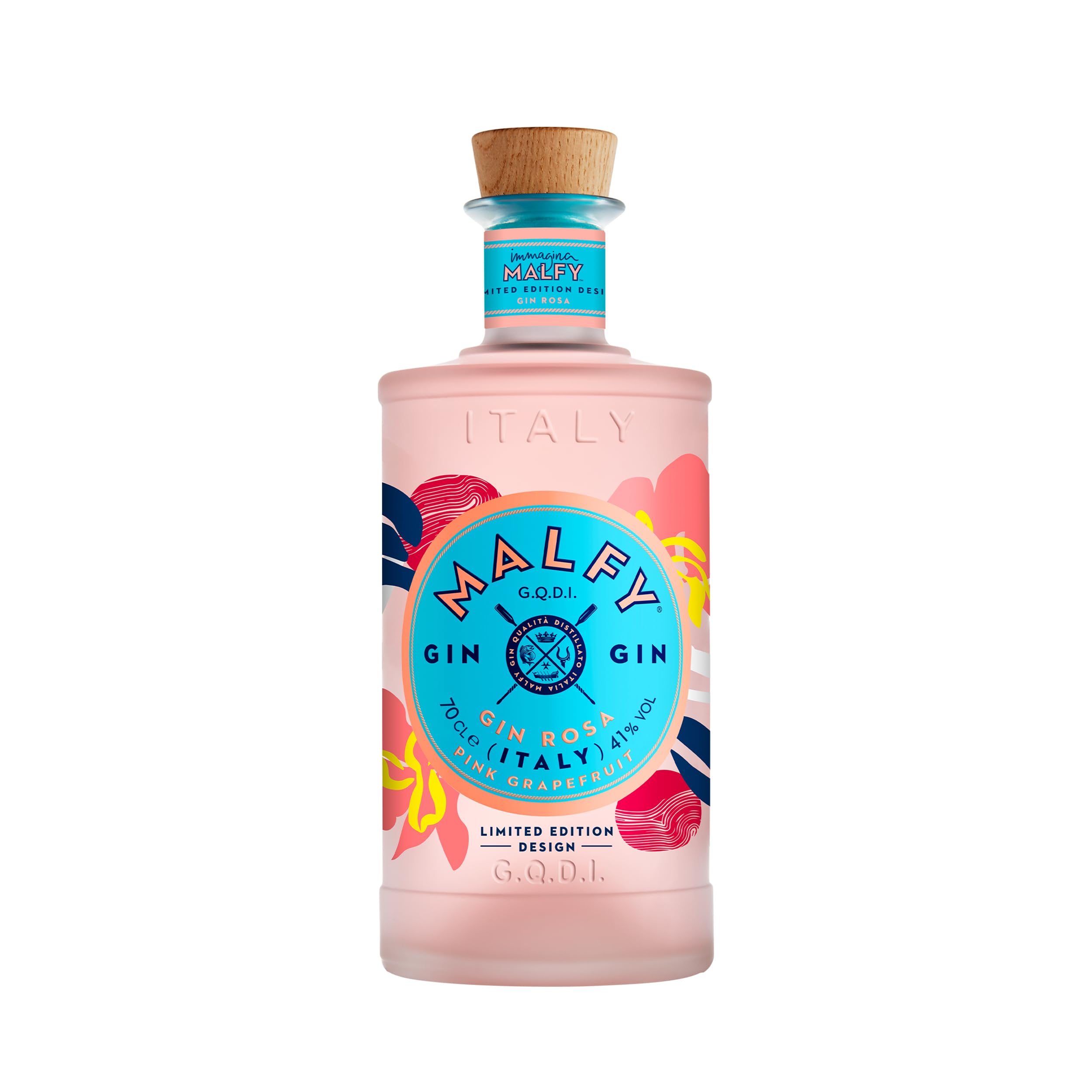 Malfy Gin Rosa Limited Edition Design, Gin aus Italien mit Grapefruit & Rhabarber, fruchtiger Aperitif, 41% Vol, 0,7l