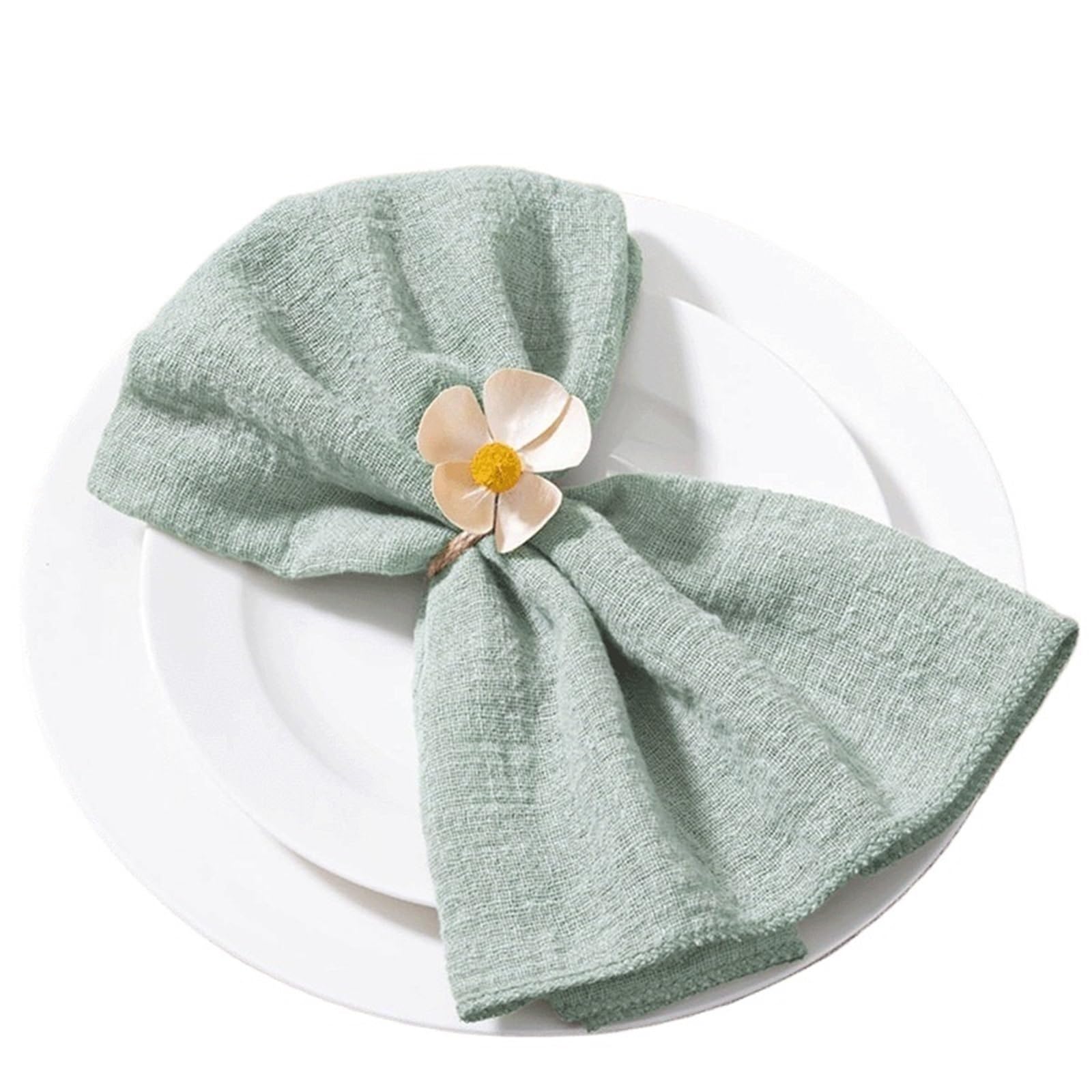 Tovaglioli Stoffa Tovaglioli spiegazzati in tessuto decorativo con bordo di chiusura a nodo in stile minimalista da 40 * cm Asciugatura della tazza saliva(Light green 12pcs)