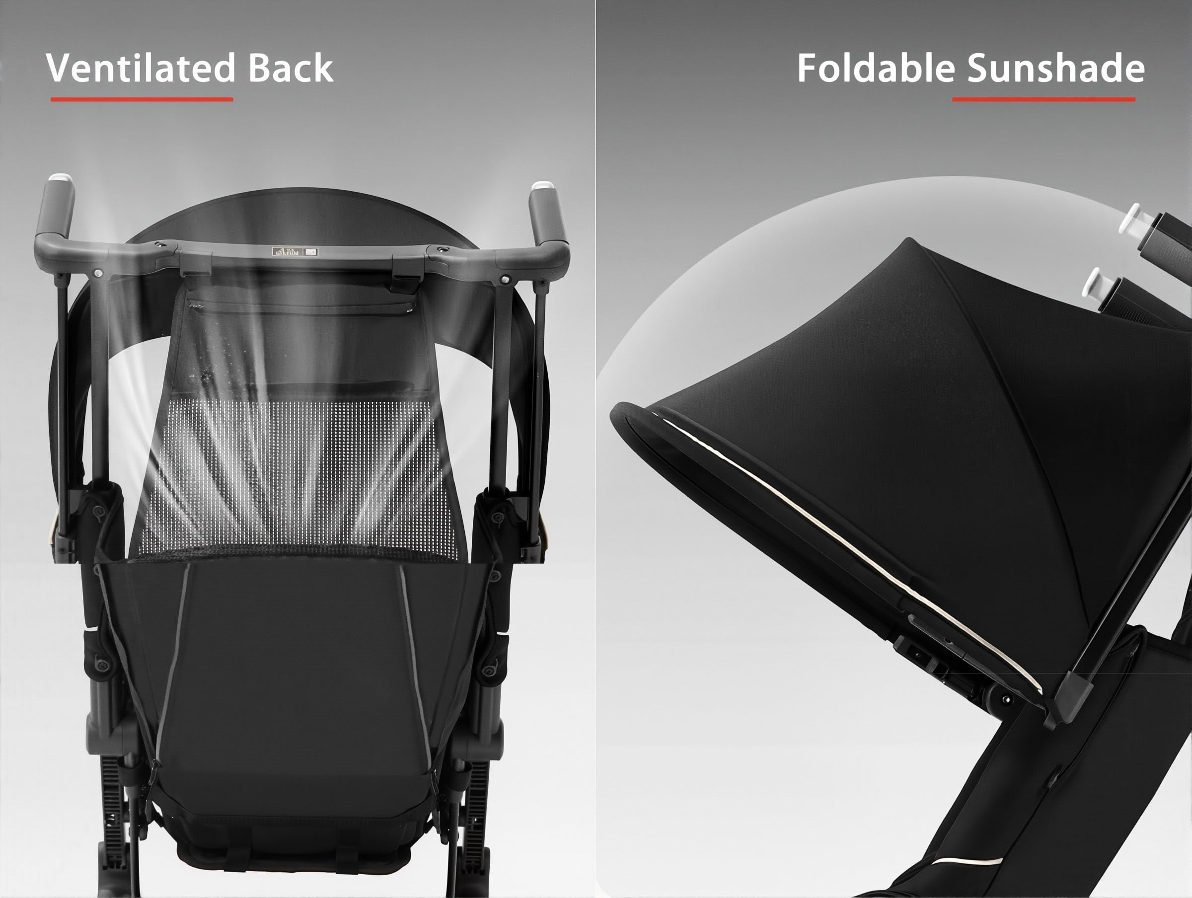 gb Pockit All-Terrain Poussette & Sac de Transport Noir/Or | Poussette compacte avec sac de transport assorti pour les déplacements quotidiens et les voyages