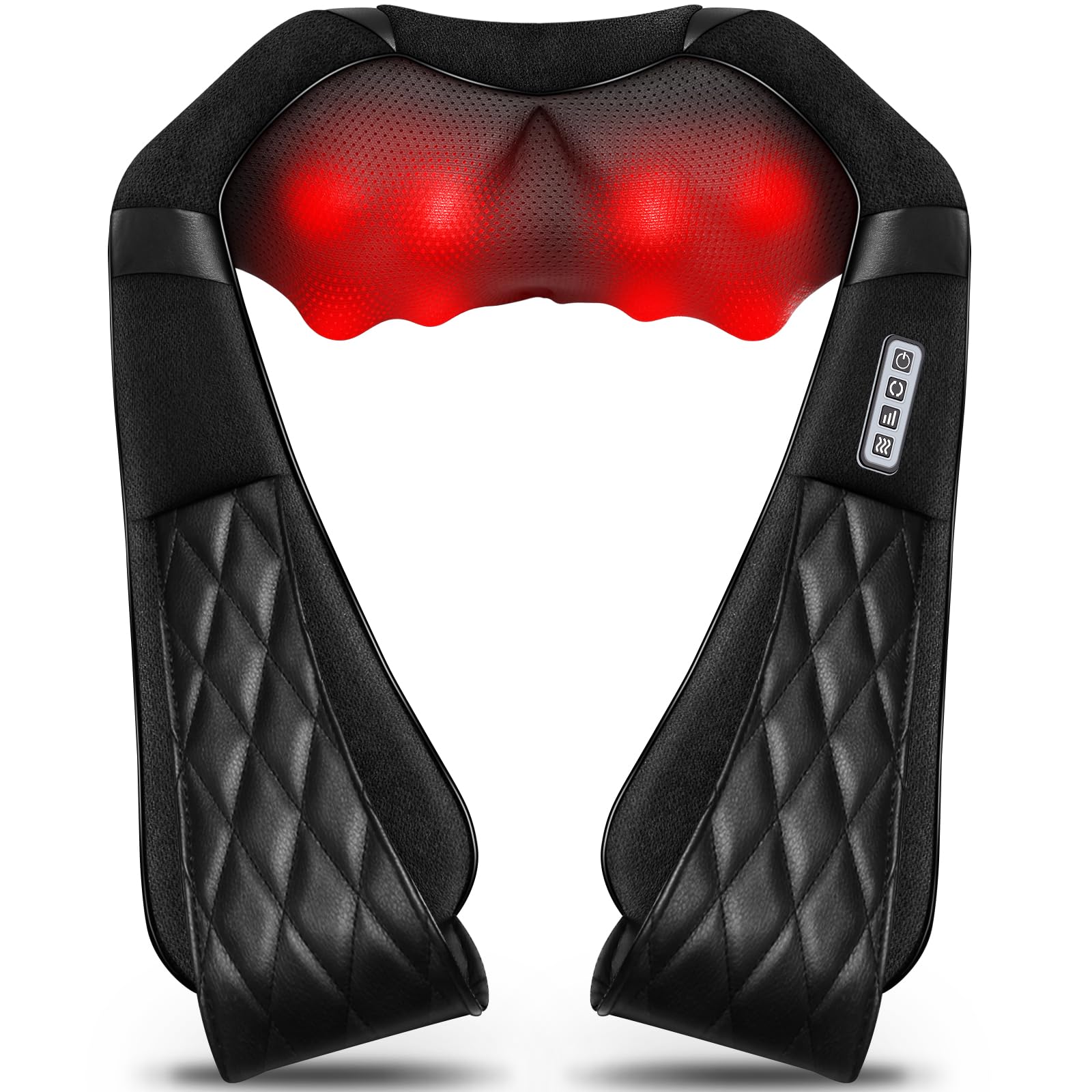 Blue Elf Shiatsu Electric Neck Back Massager Pillow 3D Kneading with Heat for Shoulder, Lower Back, Foot, Leg Muscles Pain Relief Relax in Car Office and Home (Black)