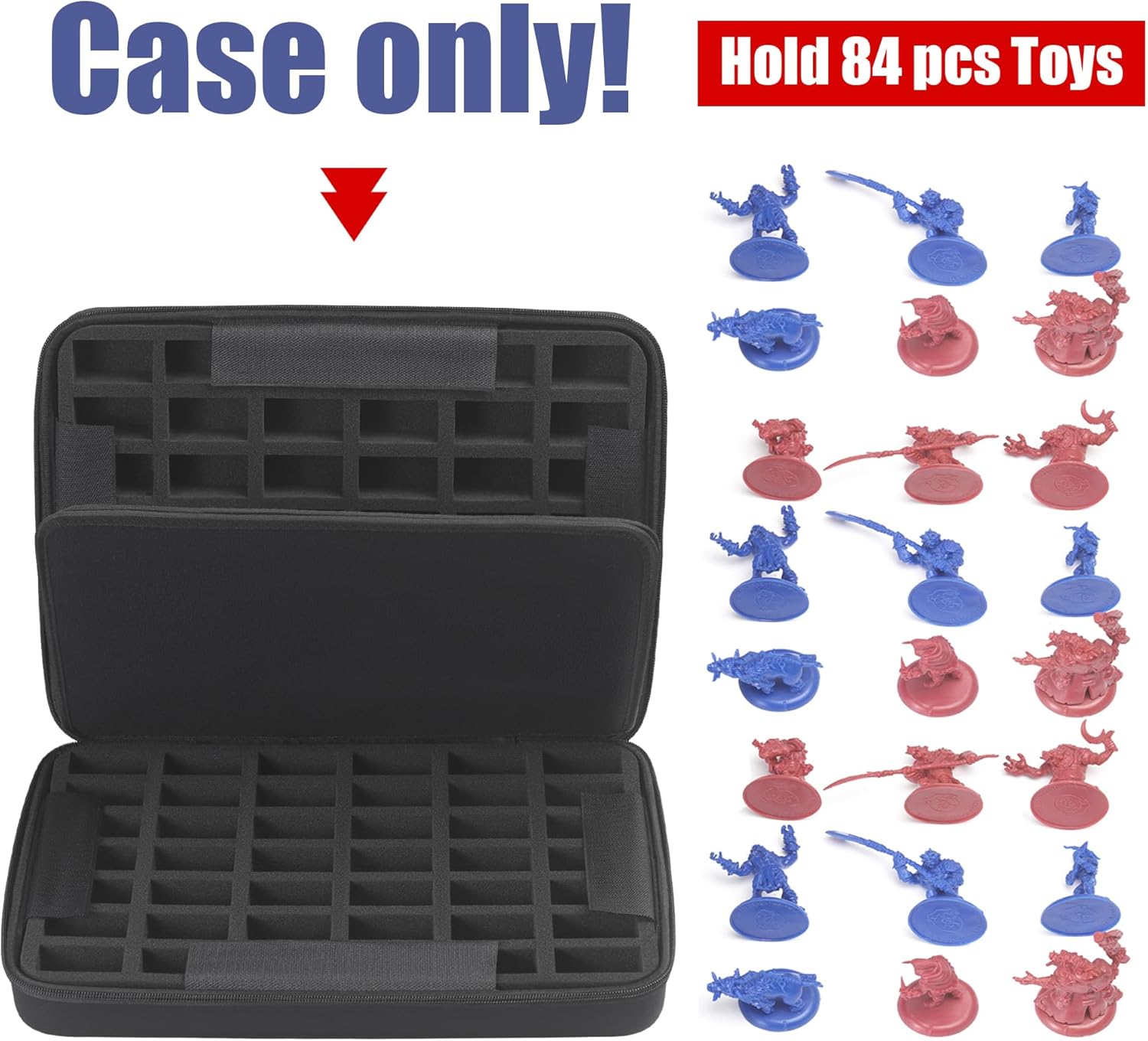 Madcat Miniature Storage Carrying Figure Case - 84 Slot Figurine Minature Carrying Case with Foam Layer for Miniatures Compatible with 40k, DND & More