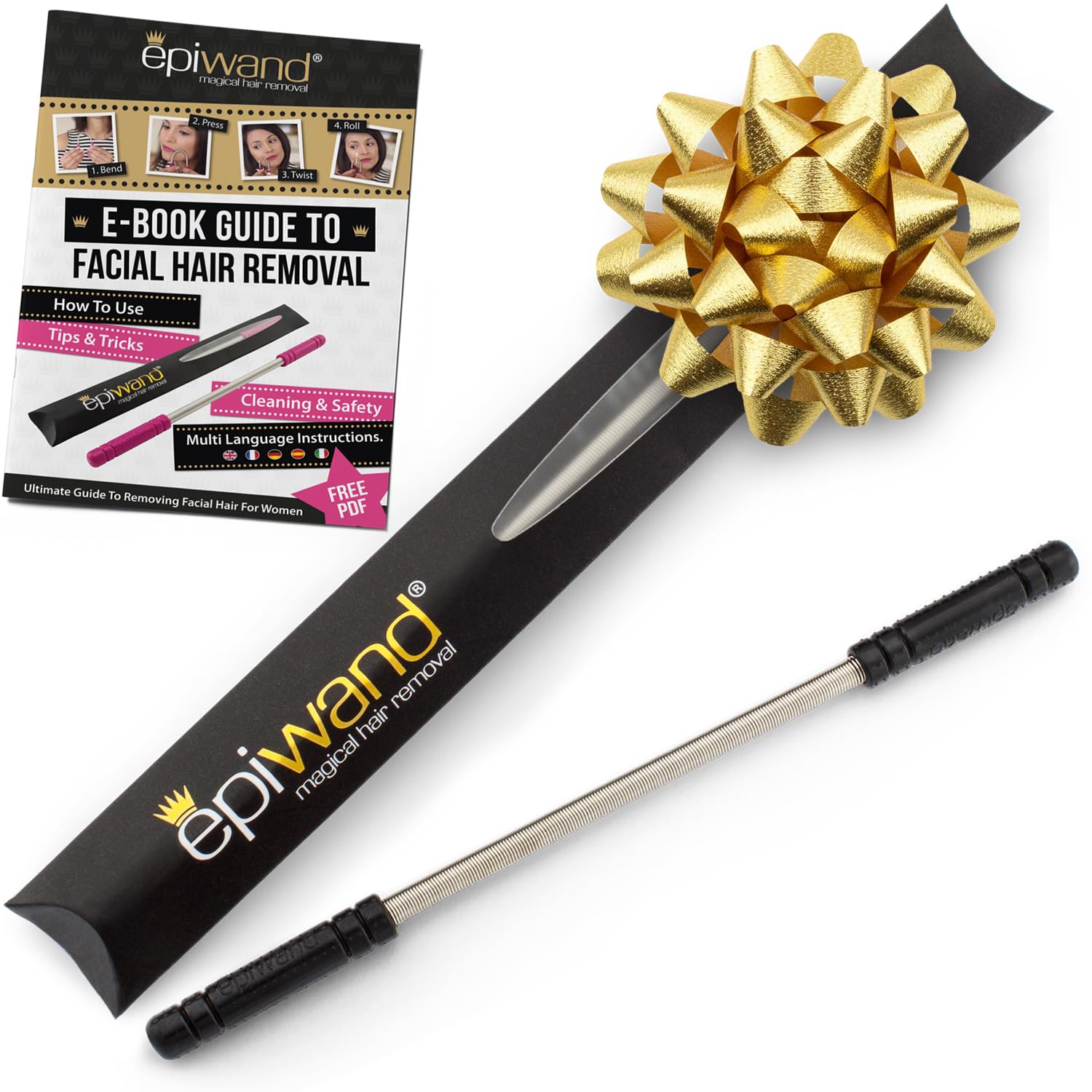 Epiwand Facial Hair Remover Spring Threading Tool - Our Women’s Facial Epilator Coil Removes Peach Fuzz, Chin, Cheek, Neck, Mustache and Upper Lip Hair Quickly - How to Use Instructions in Box