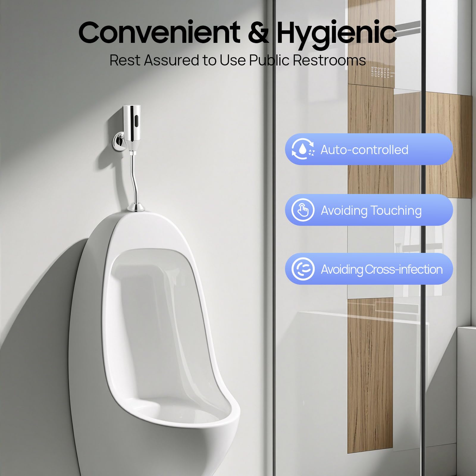 Sensor automático para orinario, cisterna de cobre con funcionamiento a pilas, descarga de 3 a 4 segundos para baños públicos y comercios, conexión G1/2"