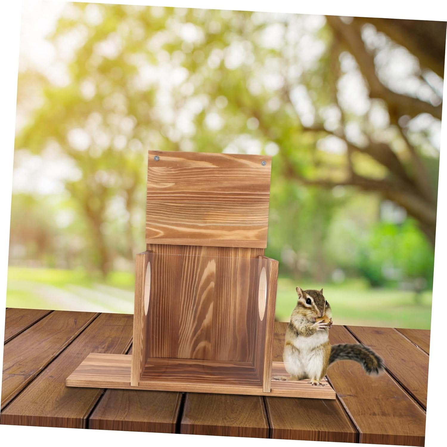 YARNOW Outdoor Squirrel Feeder Hanging Feeding Box for Garden Use Attracts Wildlife Easy to Clean for Nuts and