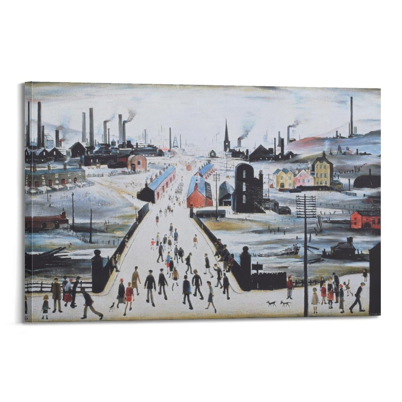Kangzeng Frame-Style L. S. Lowry Painter Works (The Canal Bridge) Art Posters Picture Canvas Wall Paint Arts Decor Modern Home Artworks 24X36inch(60X90cm)