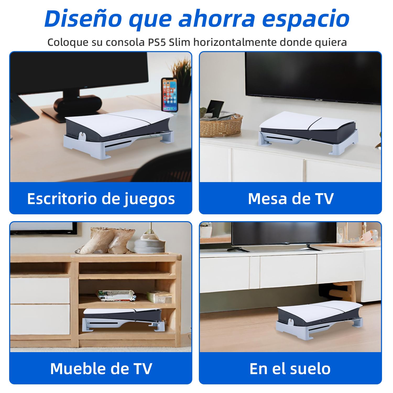 Wigearss Soporte Horizontal para Consola PS5 Slim/Pro DE/UHD, Soporte de Base con Almohadilla para PS5 Slim/Pro Disc y Edición Digital